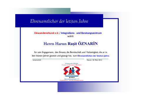 Urkunde: Harun Öznarin, 2011