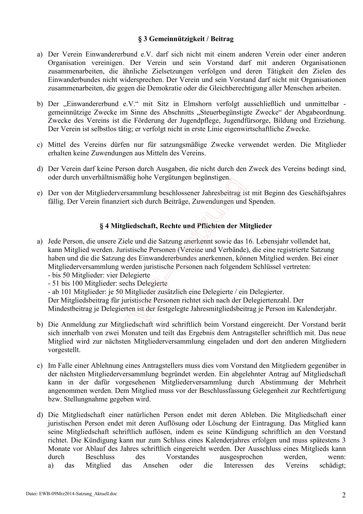 Vereinssatzung, Seite 2 von 6