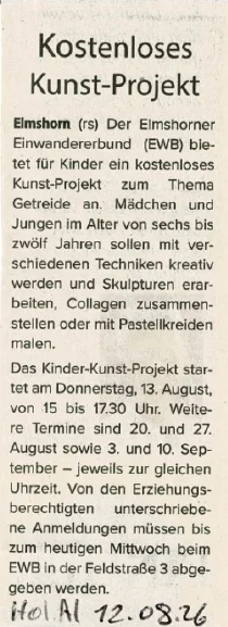Titelseite: Kostenloses Kunst-Projekt