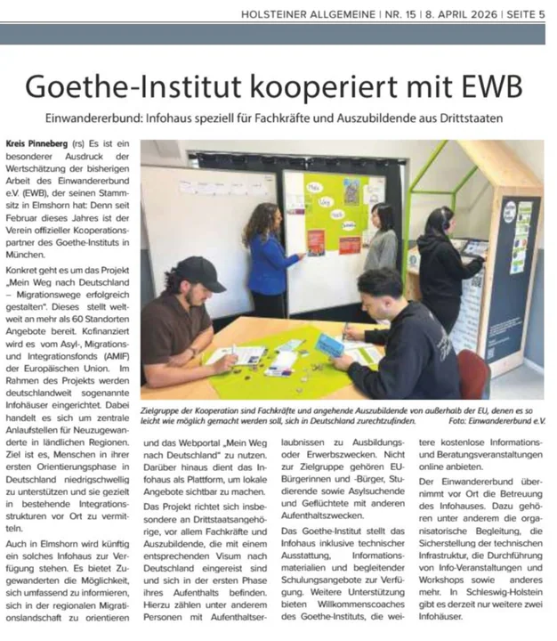 Titelseite: Goethe Institut kooperiert mit dem EWB