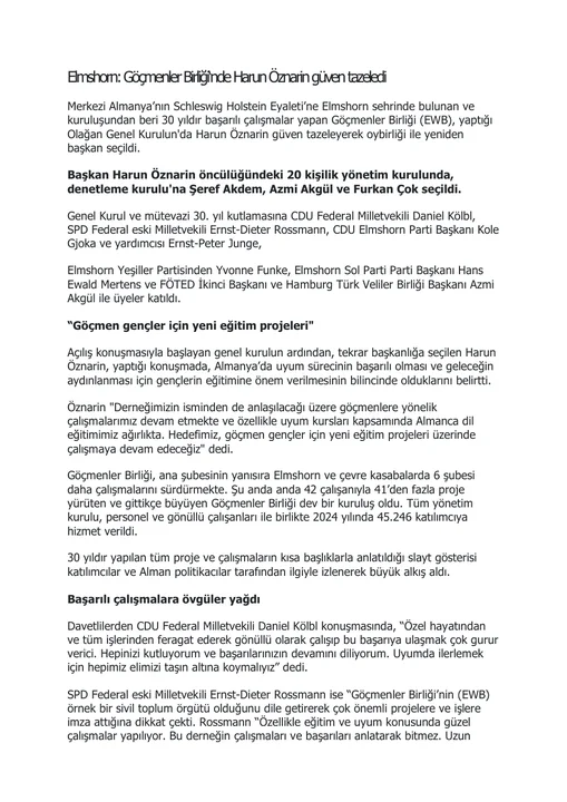 Titelseite: 30 Jahre Einwandererbund e.V.