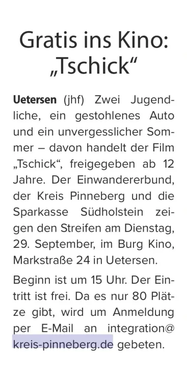 Vorschau: Gratis ins Kino: "Tschick"