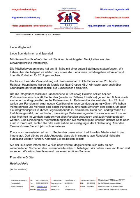Titelseite EWB-Rundbrief 03/2012