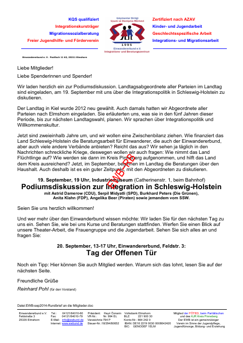 Titelseite EWB-Rundbrief 02/2014