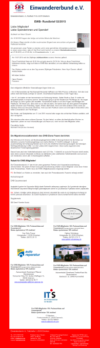 Titelseite EWB-Rundbrief 01/2015