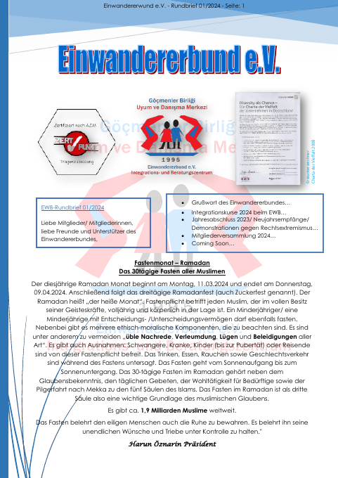 Titelseite EWB-Rundbrief 01/2024