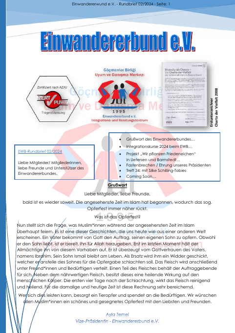 Titelseite EWB-Rundbrief 02/2024