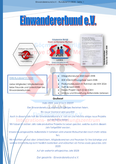 Titelseite EWB-Rundbrief 01/2025