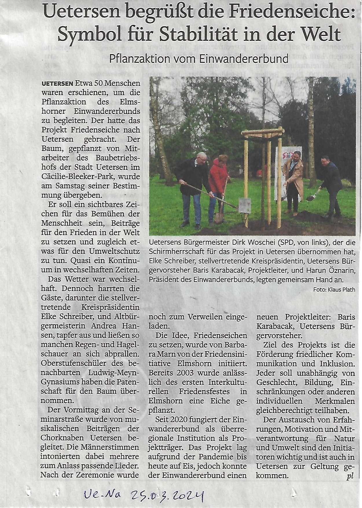 Einblick aus Wir pflanzen Friedenseichen in SH