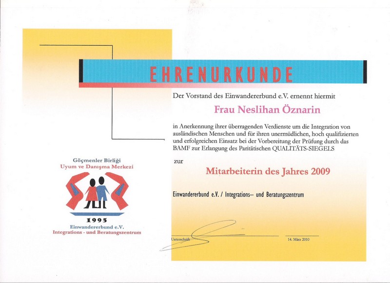 Urkunde: Neslihan Öznarin, 2009